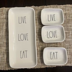 Rae Dunn Live Love Eat tray w/ 3 smaller trays